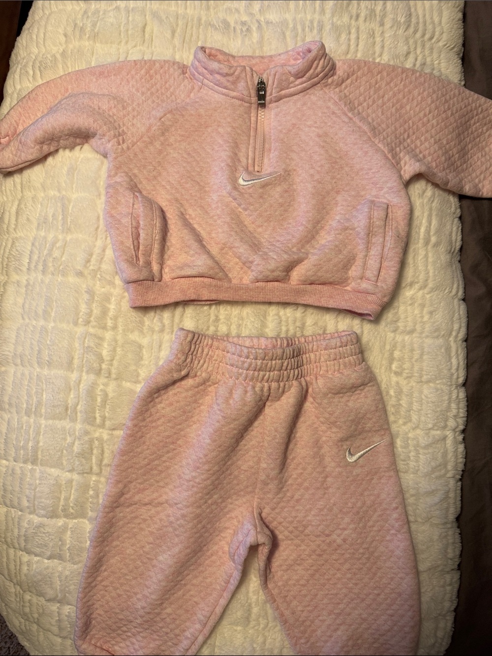 Nike Kids Light Pink Quilted Sweatshirt & Joggers Set